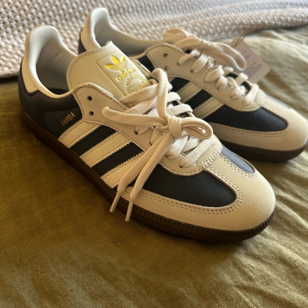 Adidas Samba White and Indigo Sneakers